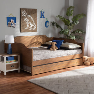 Baxton Studio Baxton Studio Alya Classic Farmhouse Walnut Brown Daybed with Convenient Roll-Out Trundle Bed Full MG0016-1-Walnut-Daybed-F/T