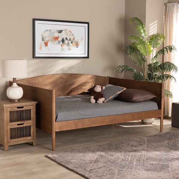 Baxton Studio Baxton Studio Veles Mid-Century Daybed with Trundle, Ash Walnut Finish, Stylish & Functional Design MG0016-Walnut-Daybed-Full