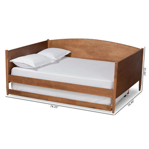 Baxton Studio Baxton Studio Veles Mid-Century Full Size Daybed with Trundle - Stylish Ash Walnut, Space-Saving Comfort MG0016-Ash Walnut-Full Daybed with Trundle