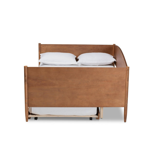 Baxton Studio Baxton Studio Veles Mid-Century Full Size Daybed with Trundle - Stylish Ash Walnut, Space-Saving Comfort MG0016-Ash Walnut-Full Daybed with Trundle