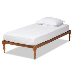Baxton Studio Baxton Iseline Twin Size Platform Bed Frame in Walnut Brown - Modern Design with Durable Support MG0001-Ash Walnut-Twin
