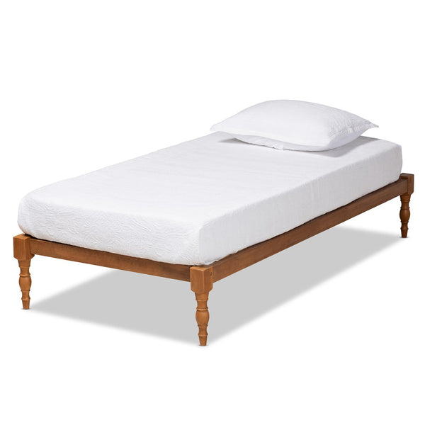 Baxton Studio Baxton Iseline Twin Size Platform Bed Frame in Walnut Brown - Modern Design with Durable Support MG0001-Ash Walnut-Twin