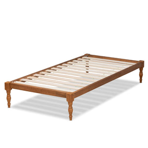 Baxton Studio Baxton Iseline Twin Size Platform Bed Frame in Walnut Brown - Modern Design with Durable Support MG0001-Ash Walnut-Twin