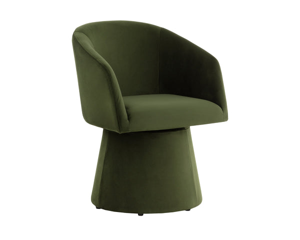 Sunpan Etta Fully Upholstered Swivel Dining Armchair for Modern and Transitional Spaces 111767V
