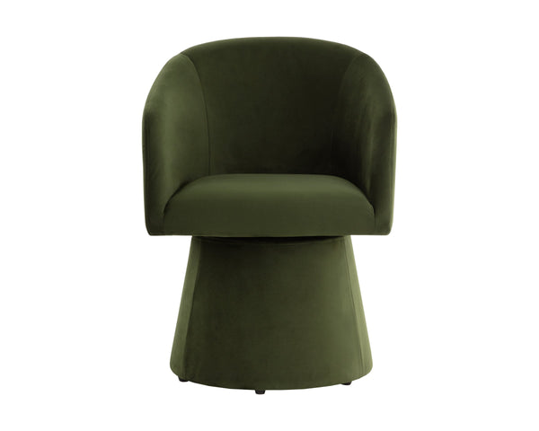 Sunpan Etta Fully Upholstered Swivel Dining Armchair for Modern and Transitional Spaces 111767V