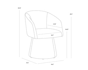 Sunpan Etta Fully Upholstered Swivel Dining Armchair for Modern and Transitional Spaces 111767V