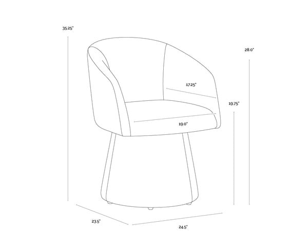 Sunpan Etta Fully Upholstered Swivel Dining Armchair for Modern and Transitional Spaces 111767V