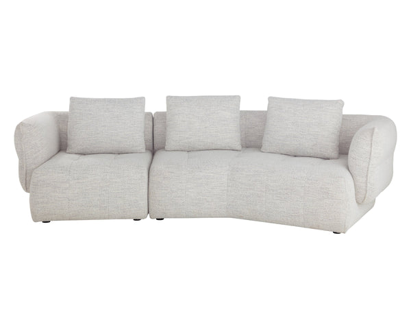 Sunpan Emmeline Asymmetrical Boucle Sofa Modular Merino Cotton Two Piece Living Room 111773V