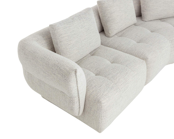 Sunpan Emmeline Asymmetrical Boucle Sofa Modular Merino Cotton Two Piece Living Room 111773V
