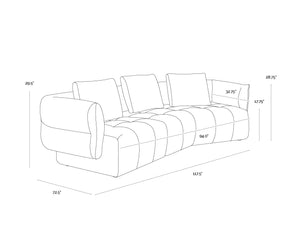 Sunpan Emmeline Asymmetrical Boucle Sofa Modular Merino Cotton Two Piece Living Room 111773V