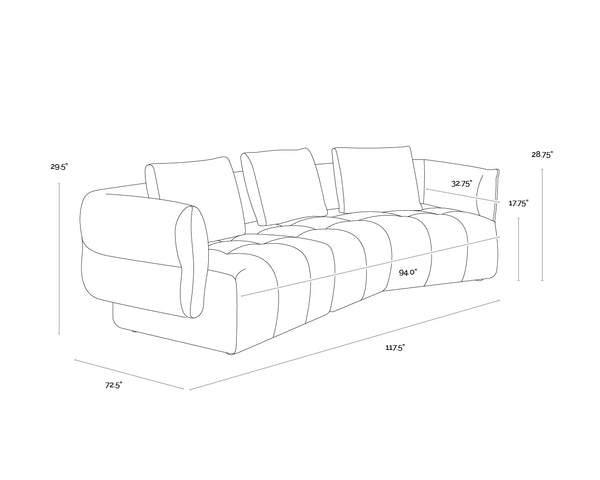 Sunpan Emmeline Asymmetrical Boucle Sofa Modular Merino Cotton Two Piece Living Room 111773V