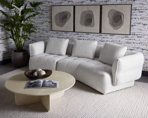 Sunpan Emmeline Asymmetrical Boucle Sofa Modular Merino Cotton Two Piece Living Room 111773V