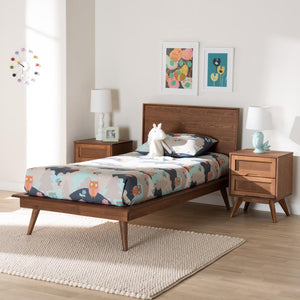 Baxton Studio Baxton Studio Mid-Century Modern Walnut Brown Wood and Rattan Bedroom Set for Stylish Sleep Spaces Melora Twin 3-Piece MG0004-Ash Walnut-Twin 3PC Bedroom Set
