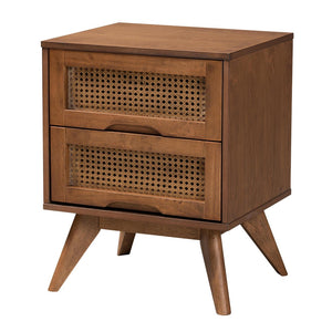 Baxton Studio Baxton Studio Mid-Century Modern Bedroom Set with Walnut Finish, Rattan Accents & Ample Storage Melora Twin 5-Piece MG0004-Ash Walnut-Twin 5PC Bedroom Set