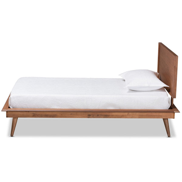 Baxton Studio Baxton Studio Karine Twin Platform Bed - Mid-Century Modern Walnut Finish, No Box Spring Needed! MG0004-Ash Walnut-Twin