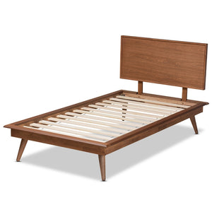 Baxton Studio Baxton Studio Karine Twin Platform Bed - Mid-Century Modern Walnut Finish, No Box Spring Needed! MG0004-Ash Walnut-Twin