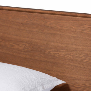 Baxton Studio Baxton Studio Karine Twin Platform Bed - Mid-Century Modern Walnut Finish, No Box Spring Needed! MG0004-Ash Walnut-Twin