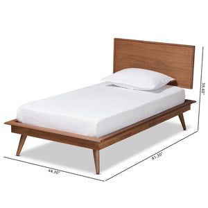 Baxton Studio Baxton Studio Karine Twin Platform Bed - Mid-Century Modern Walnut Finish, No Box Spring Needed! MG0004-Ash Walnut-Twin
