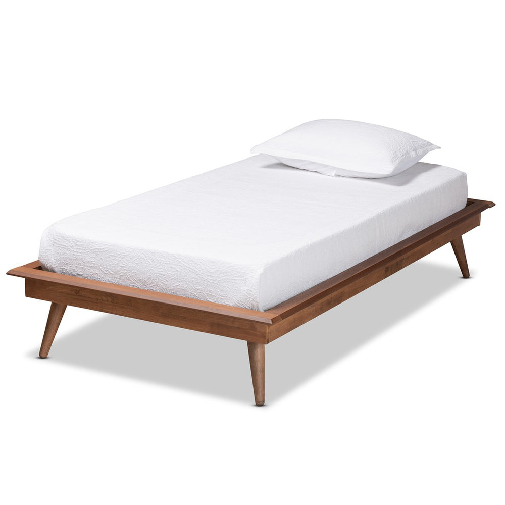 Baxton Studio Baxton Studio Karine Twin Platform Bed Frame - Mid-Century Modern Walnut Wood, Stylish & Compact Design MG0004-Ash Walnut-Twin-Frame