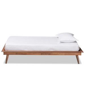 Baxton Studio Baxton Studio Karine Twin Platform Bed Frame - Mid-Century Modern Walnut Wood, Stylish & Compact Design MG0004-Ash Walnut-Twin-Frame