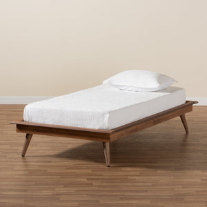 Baxton Studio Baxton Studio Karine Twin Platform Bed Frame - Mid-Century Modern Walnut Wood, Stylish & Compact Design MG0004-Ash Walnut-Twin-Frame