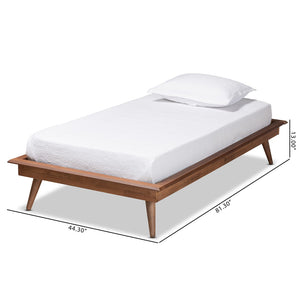 Baxton Studio Baxton Studio Karine Twin Platform Bed Frame - Mid-Century Modern Walnut Wood, Stylish & Compact Design MG0004-Ash Walnut-Twin-Frame