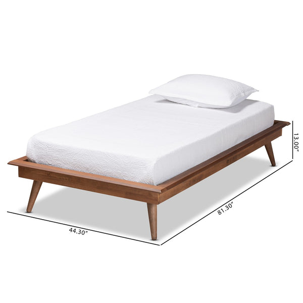 Baxton Studio Baxton Studio Karine Twin Platform Bed Frame - Mid-Century Modern Walnut Wood, Stylish & Compact Design MG0004-Ash Walnut-Twin-Frame
