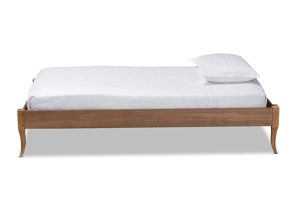 Baxton Studio Baxton Marieke Vintage French Twin Platform Bed Frame - Ash Walnut Wood, No Box Spring Needed! MG97132-Ash Walnut-Twin-Frame