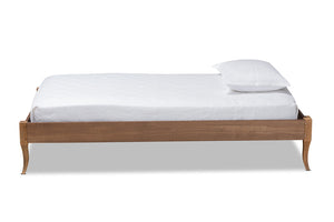 Baxton Studio Baxton Marieke Vintage French Twin Platform Bed Frame - Ash Walnut Wood, No Box Spring Needed! MG97132-Ash Walnut-Twin-Frame
