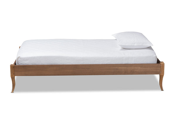 Baxton Studio Baxton Marieke Vintage French Twin Platform Bed Frame - Ash Walnut Wood, No Box Spring Needed! MG97132-Ash Walnut-Twin-Frame