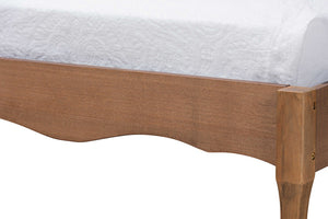 Baxton Studio Baxton Marieke Vintage French Twin Platform Bed Frame - Ash Walnut Wood, No Box Spring Needed! MG97132-Ash Walnut-Twin-Frame