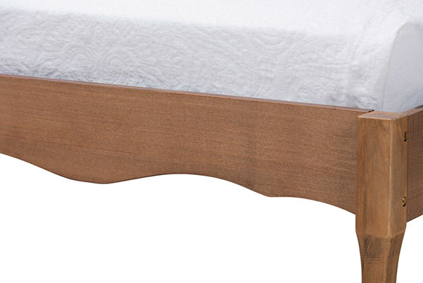Baxton Studio Baxton Marieke Vintage French Twin Platform Bed Frame - Ash Walnut Wood, No Box Spring Needed! MG97132-Ash Walnut-Twin-Frame