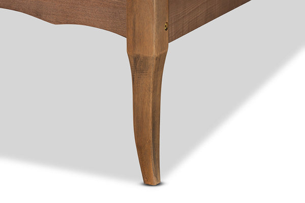 Baxton Studio Baxton Marieke Vintage French Twin Platform Bed Frame - Ash Walnut Wood, No Box Spring Needed! MG97132-Ash Walnut-Twin-Frame