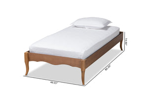 Baxton Studio Baxton Marieke Vintage French Twin Platform Bed Frame - Ash Walnut Wood, No Box Spring Needed! MG97132-Ash Walnut-Twin-Frame