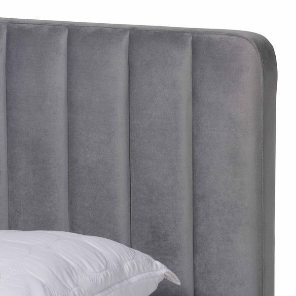 Baxton Studio Baxton Studio Nami Luxe Velvet Upholstered Queen Platform Bed with Gold Metal Legs for Glam Decor Grey CF0374-Light Grey-Queen