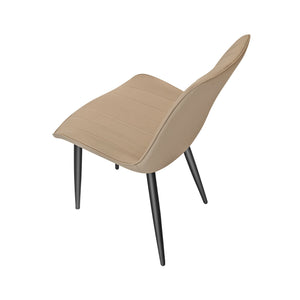 English Elm Khaki Pu Leather Armless Dining Chairs Set Of 4 With Metal Legs – Modern Wave Pattern & Comfort T3967P383850