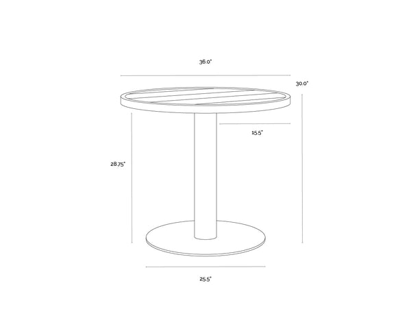 Sunpan Merano Round Outdoor Bistro Table Powder Coated Aluminum Slatted Patio Dining 111867V