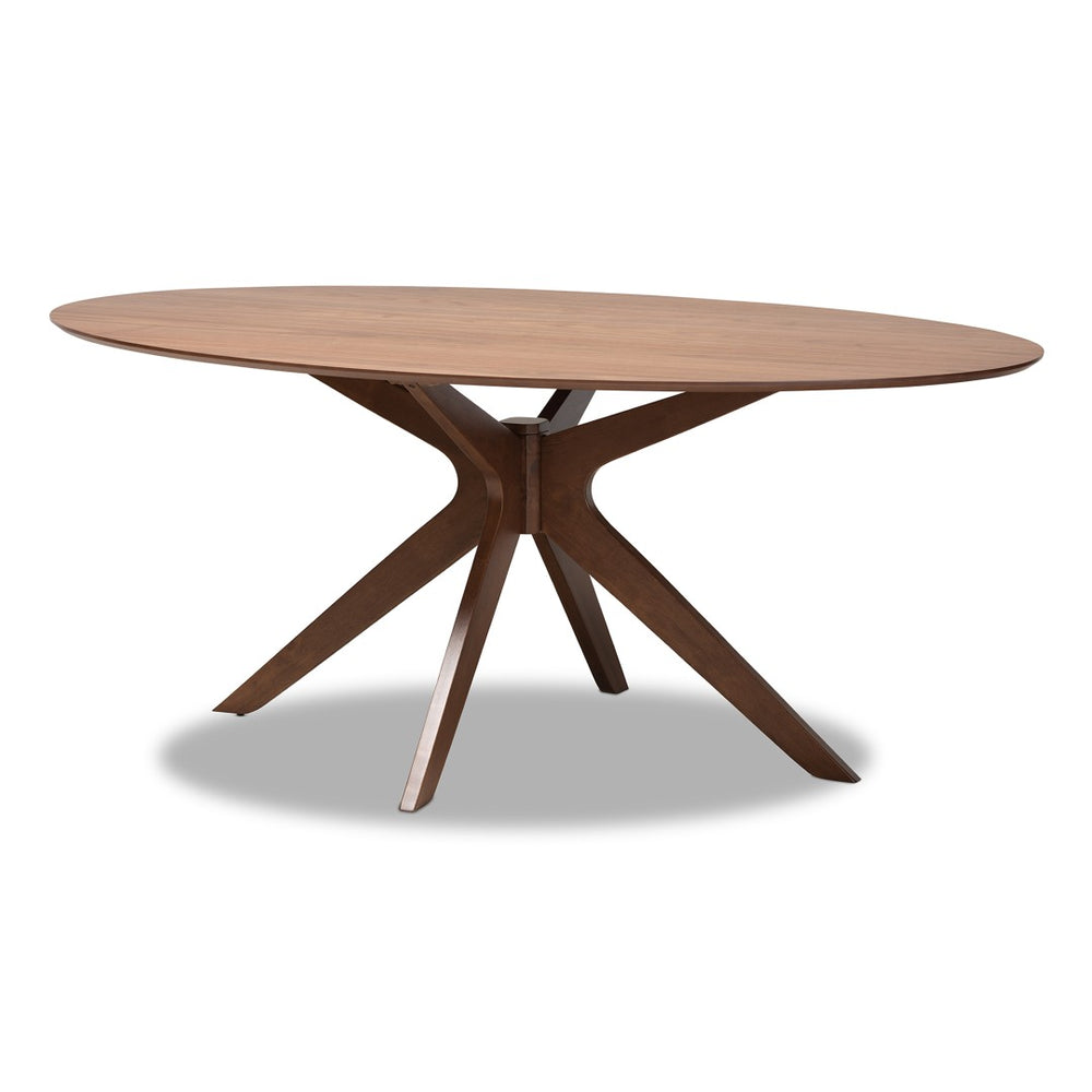 Baxton Studio Baxton Studio Mid-Century Oval Dining Table in Walnut Brown - Elegant & Durable Seating for 6 Monte-Walnut-Oval-DT