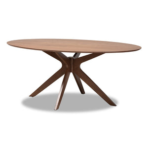 Baxton Studio Baxton Studio Mid-Century Oval Dining Table in Walnut Brown - Elegant & Durable Seating for 6 Monte-Walnut-Oval-DT