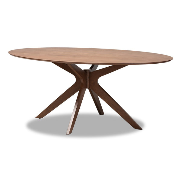 Baxton Studio Baxton Studio Mid-Century Oval Dining Table in Walnut Brown - Elegant & Durable Seating for 6 Monte-Walnut-Oval-DT
