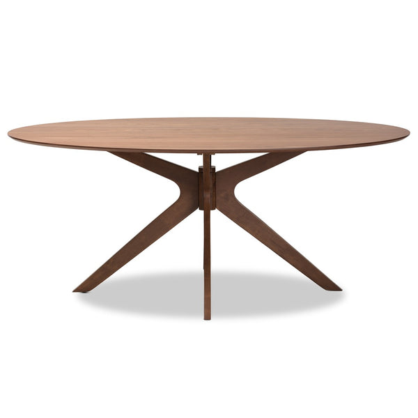 Baxton Studio Baxton Studio Mid-Century Oval Dining Table in Walnut Brown - Elegant & Durable Seating for 6 Monte-Walnut-Oval-DT