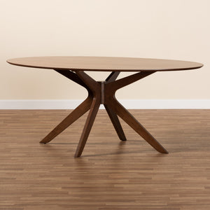 Baxton Studio Baxton Studio Mid-Century Oval Dining Table in Walnut Brown - Elegant & Durable Seating for 6 Monte-Walnut-Oval-DT