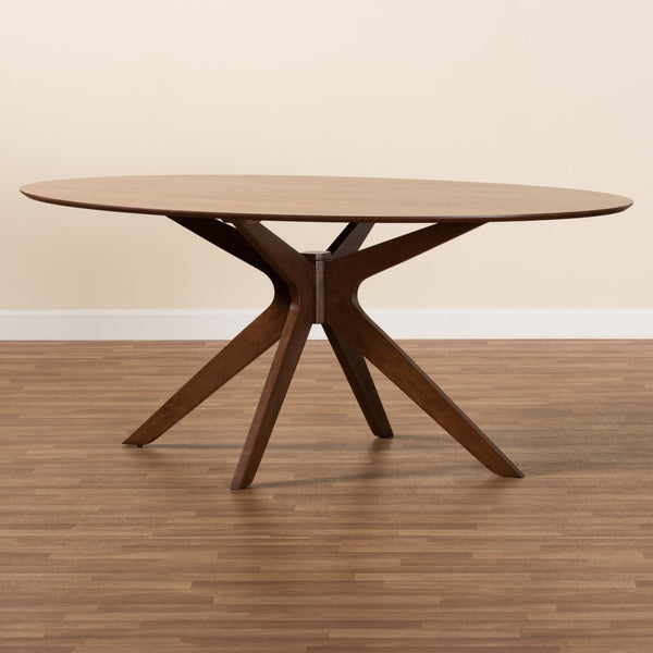 Baxton Studio Baxton Studio Mid-Century Oval Dining Table in Walnut Brown - Elegant & Durable Seating for 6 Monte-Walnut-Oval-DT