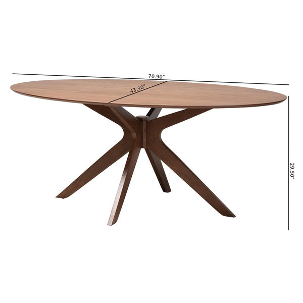 Baxton Studio Baxton Studio Mid-Century Oval Dining Table in Walnut Brown - Elegant & Durable Seating for 6 Monte-Walnut-Oval-DT