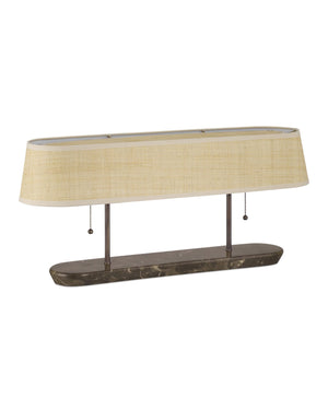 Currey & Company Museum Desk Lamp - Mid-century Modern Design With Marble Base, Rattan Shade & Dark Bronze Finish Black Marble ,Metal 6000-1017-currey-company