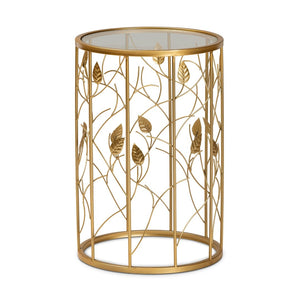 Baxton Studio Baxton Studio Anaya Modern Glam Leaf Accent End Table - Brushed Gold Metal & Glass, Small Space Charm JY20A251-Gold-ET