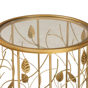 Baxton Studio Baxton Studio Anaya Modern Glam Leaf Accent End Table - Brushed Gold Metal & Glass, Small Space Charm JY20A251-Gold-ET