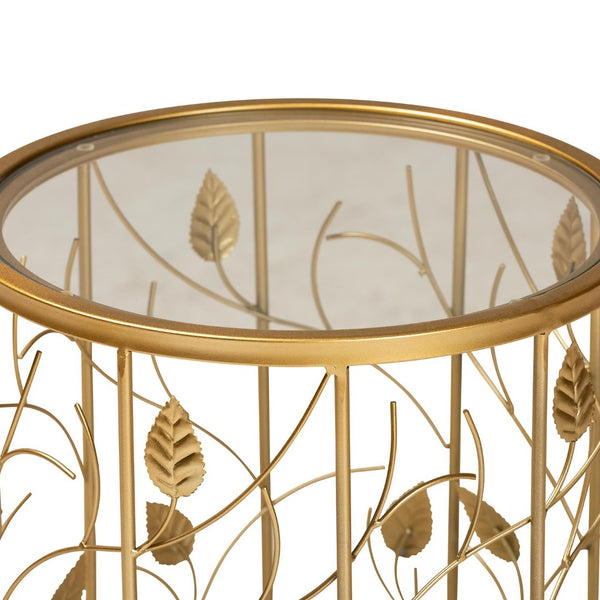 Baxton Studio Baxton Studio Anaya Modern Glam Leaf Accent End Table - Brushed Gold Metal & Glass, Small Space Charm JY20A251-Gold-ET