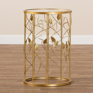 Baxton Studio Baxton Studio Anaya Modern Glam Leaf Accent End Table - Brushed Gold Metal & Glass, Small Space Charm JY20A251-Gold-ET