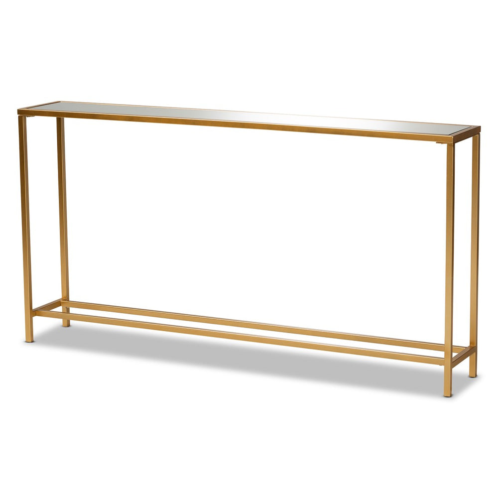 Baxton Studio Baxton Studio Alessa Glam Gold Metal Mirrored Glass Console Table - Modern Elegance for Any Space JY20A254-Gold-Console